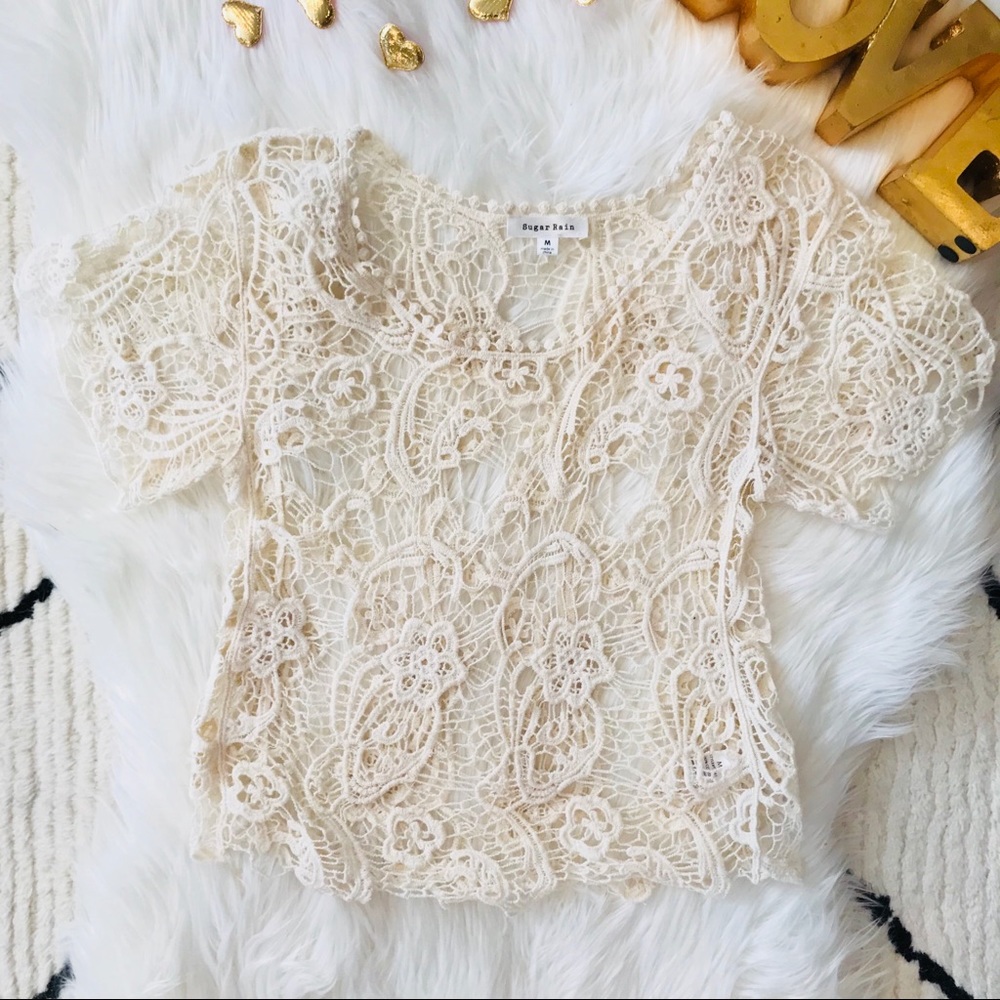  Sugar Rain Crochet Top Coverup Size Medium (A)